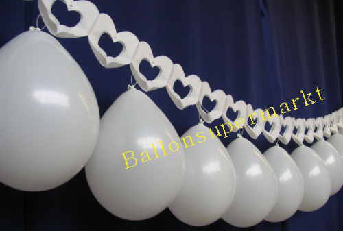 Hochzeitsdeko Herzgirlande Luftballons Weiss 03