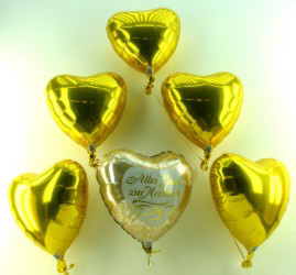Goldene Herzen Bouquet + Alles Gute Zur Hochzeit1 Luftballons
