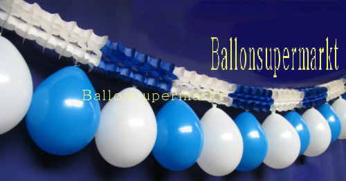 Blau-Weiße Girlande mit blau-weissen Luftballons